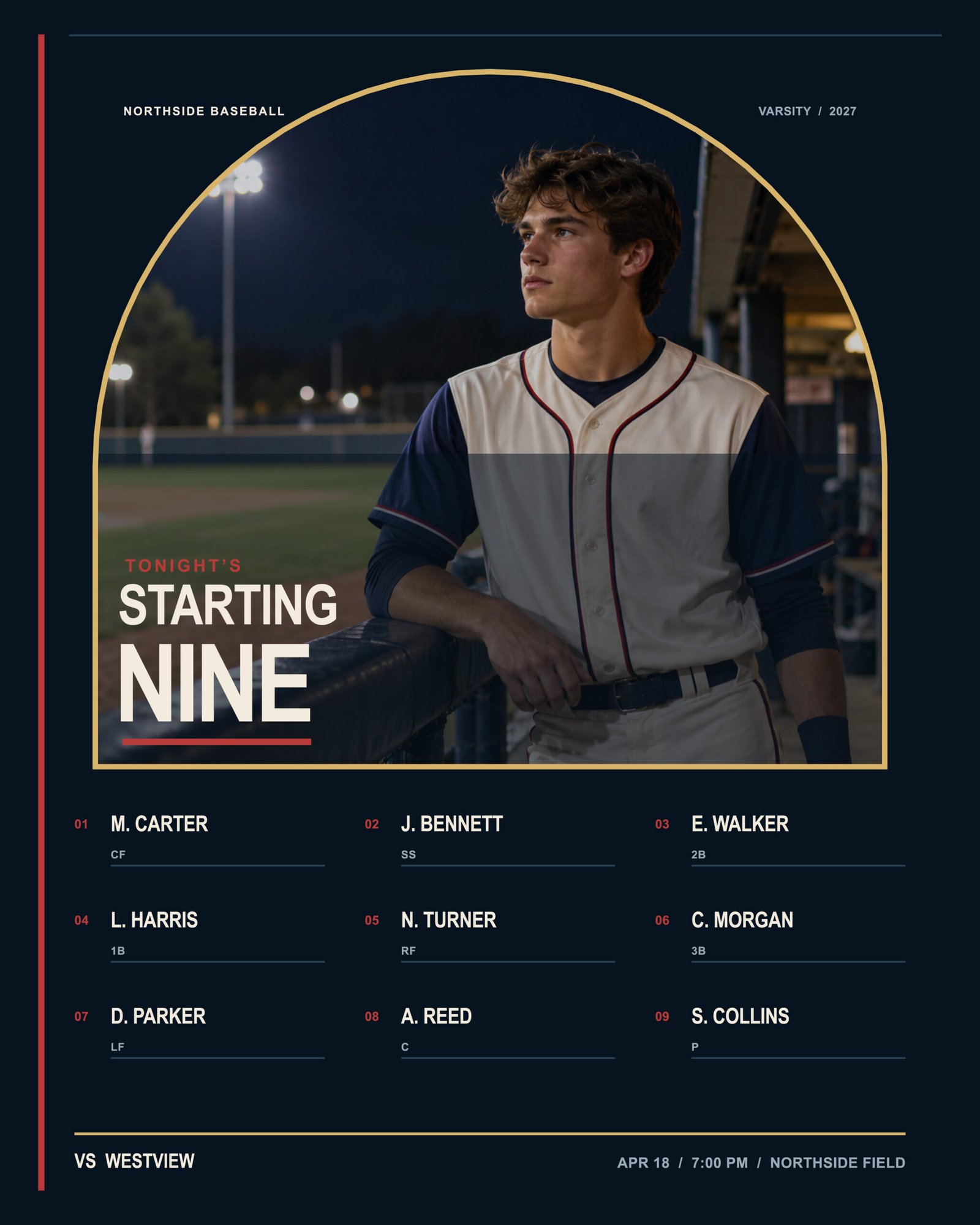 Baseball Starting Nine template preview