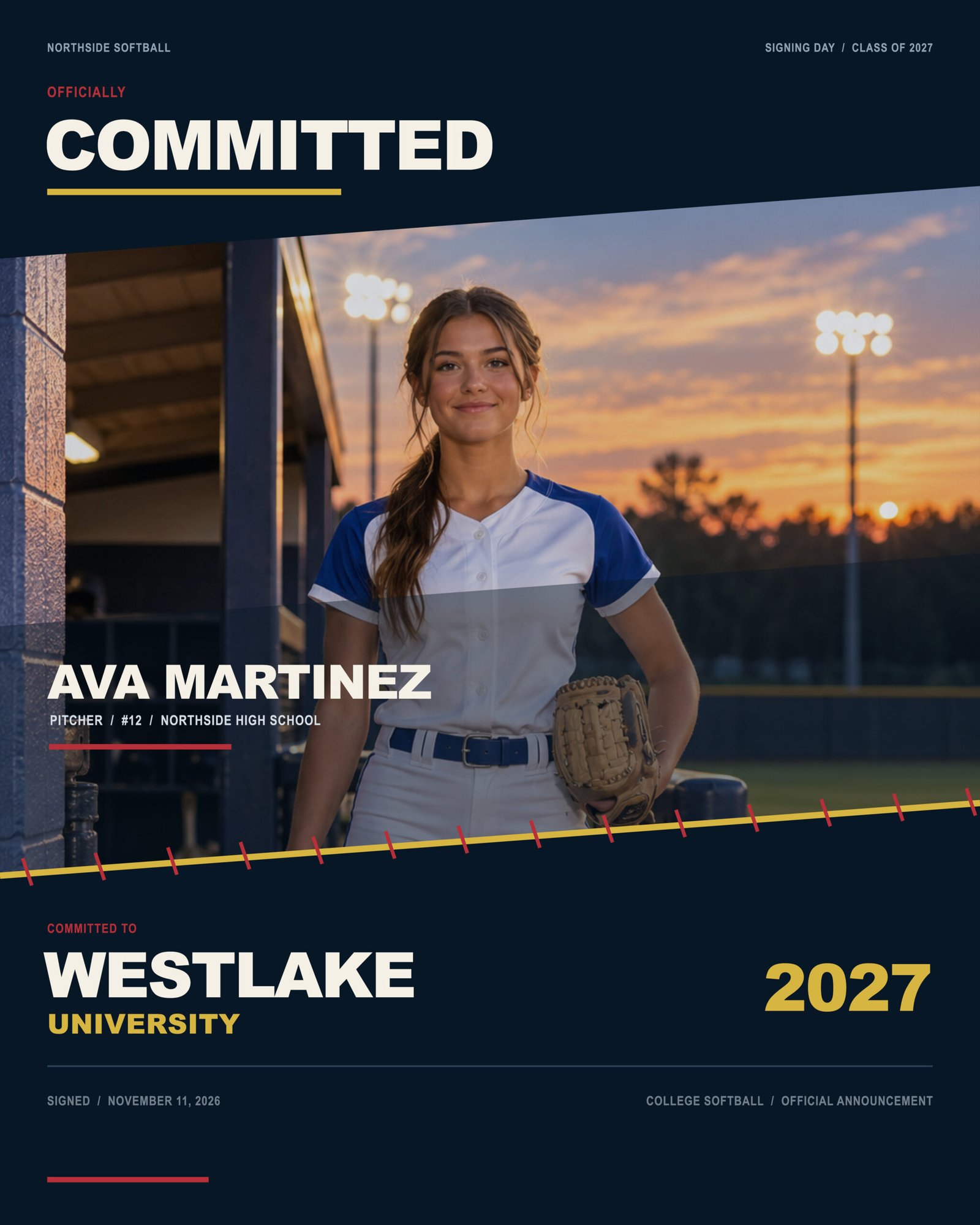 Softball College Commitment template preview